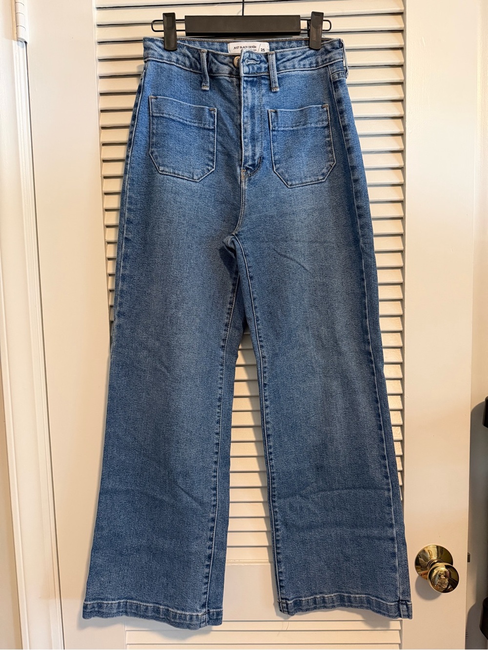 Just Black Wide-Leg High-Rise Jeans in Blue Denim
